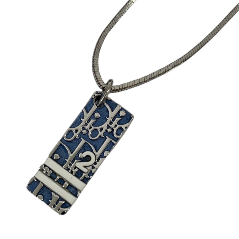Christian Dior Vintage Trotter Plate Necklace, Silver Color, Women's